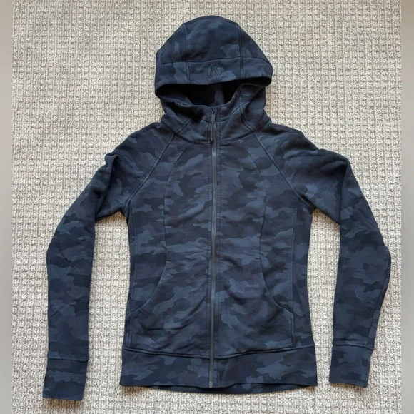 Lululemon Athletica gray and black camouflage scuba full zip hoodie - Picture 1 of 4